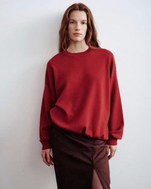100% Pure Cashmere Oversized Crew Neck Sweater Women Minimal Quiet Luxury Long Sleeve Knit Top
