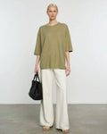 100% Cashmere GREEN Knit T-Shirt | Consinee yarn