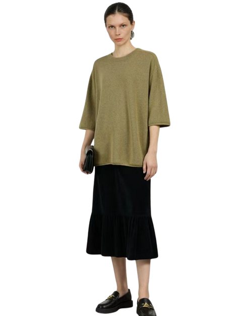100% Cashmere GREEN Knit T-Shirt | Consinee yarn
