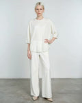100%Cashmere white Knit T-Shirt | Consinee yarn