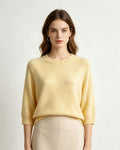 Round Neck 7/8 Sleeve 100% Inner Mongolian Cashmere Knit Top